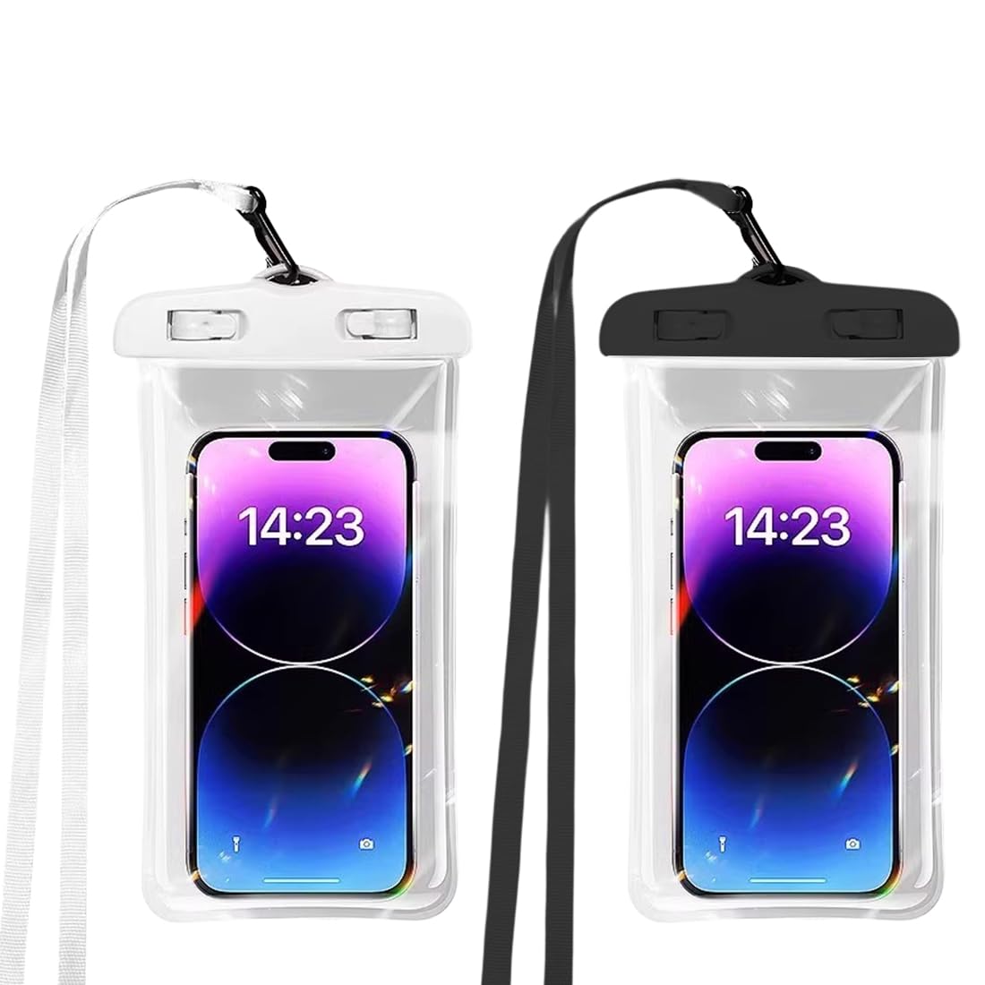 2 Pcs Étui Étanche Téléphone IPX8, Sans Bordure Toucher Sensitive Pour iPhone Samsung Xiaomi Noir/Blanc - Sac de Protect